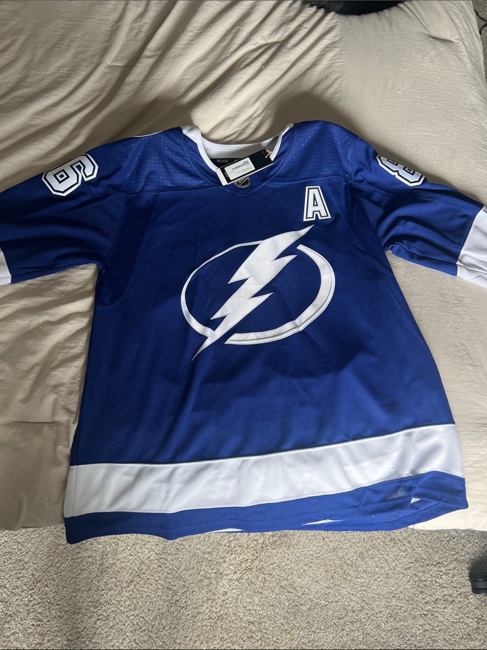adidas Blue & White Kids Hockey Jersey with Lightning Logo